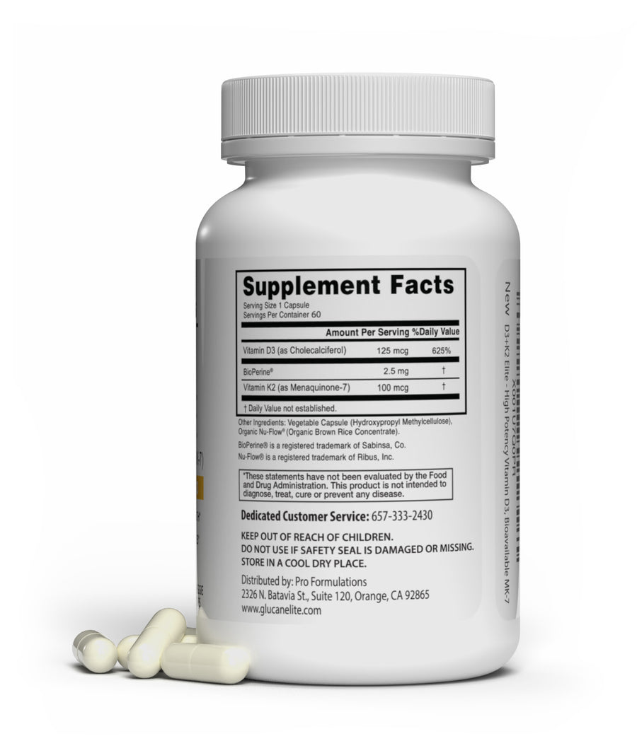 Subscribe & Save 10% - Monthly Auto Renew  - D3 + K2 Elite – High Potency Vitamin D3 (5,000 IU) + Vitamin K2 (MK-7) - 60 Servings