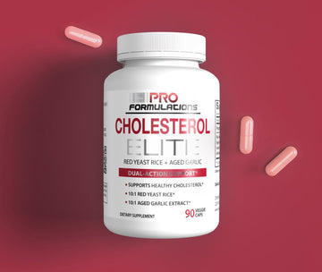 Cholesterol Elite – Dual Action Cholesterol Support with Red Yeast Rice + Aged Garlic Extract - 30 Servings - Glucan Elite