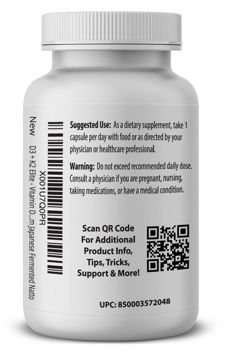 Subscribe & Save 10% - Monthly Auto Renew  - D3 + K2 Elite – High Potency Vitamin D3 (5,000 IU) + Vitamin K2 (MK-7) - 60 Servings - Glucan Elite