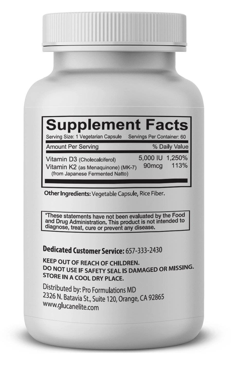 Subscribe & Save 10% - Monthly Auto Renew  - D3 + K2 Elite – High Potency Vitamin D3 (5,000 IU) + Vitamin K2 (MK-7) - 60 Servings - Glucan Elite