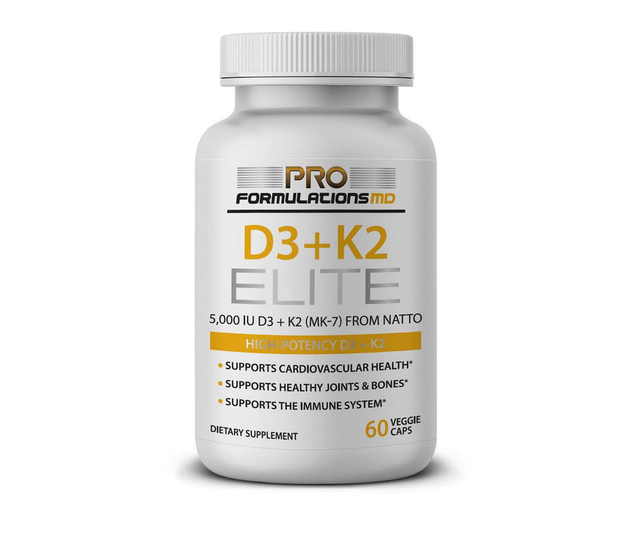 Subscribe & Save 10% - Monthly Auto Renew  - D3 + K2 Elite – High Potency Vitamin D3 (5,000 IU) + Vitamin K2 (MK-7) - 60 Servings - Glucan Elite